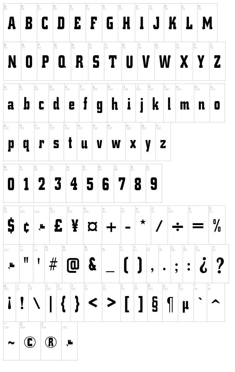 K.O. Activista font map